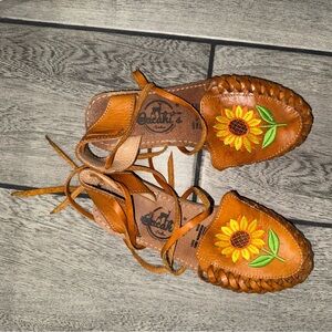 Ariat Brown Sunflower Embroidered Sandals